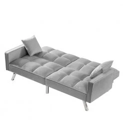 Gray Modern Velvet Sofa Couch Bed Futon by Z-joyee -Cheap Z-joyee Store gray z joyee futons p s202200343 1f 1000