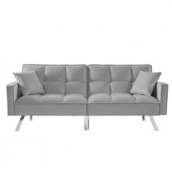 Gray Modern Velvet Sofa Couch Bed Futon by Z-joyee