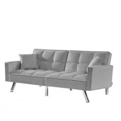 Gray Modern Velvet Sofa Couch Bed Futon by Z-joyee -Cheap Z-joyee Store gray z joyee futons p s202200343 c3 1000