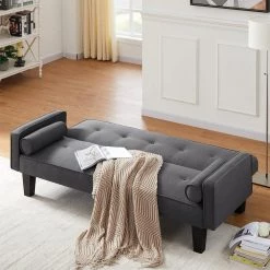 Gray Polyester Fabric Futon Sofa Bed by Z-joyee -Cheap Z-joyee Store gray z joyee futons p s202200434 31 1000