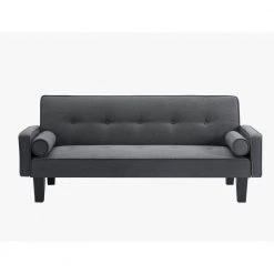 Gray Polyester Fabric Futon Sofa Bed by Z-joyee