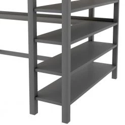 Gray Wooden Full Size Loft Bed with Storage Shelves and Under-bed Desk by Z-joyee 11 Gray Wooden Full Size Loft Bed with Storage Shelves and Under-bed Desk by Z-joyee -Cheap Z-joyee Store gray z joyee loft beds f fb857215869 44 1000