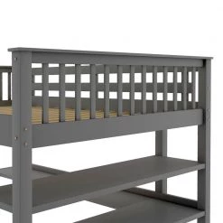 Gray Wooden Full Size Loft Bed with Storage Shelves and Under-bed Desk by Z-joyee 12 Gray Wooden Full Size Loft Bed with Storage Shelves and Under-bed Desk by Z-joyee -Cheap Z-joyee Store gray z joyee loft beds f fb857215869 fa 1000