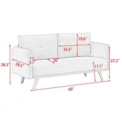 69 in. Gray Cotton 2-Seats Loveseats Double Seat Sofa by Z-joyee -Cheap Z-joyee Store gray z joyee loveseats p q202200118 4f 1000