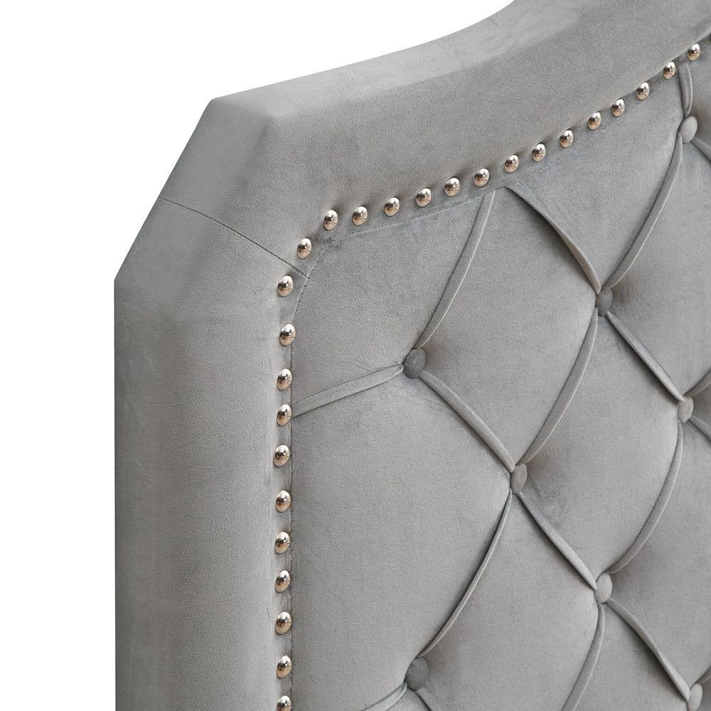 Upholstered Gray Queen Panel Beds with Curve Design by Z-joyee 3 Upholstered Gray Queen Panel Beds with Curve Design by Z-joyee - Image 3