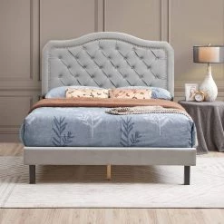 Upholstered Gray Queen Panel Beds with Curve Design by Z-joyee 15 Upholstered Gray Queen Panel Beds with Curve Design by Z-joyee -Cheap Z-joyee Store gray z joyee panel beds f fb857215890 fa 1000