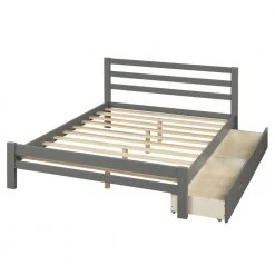 Gray Full Wood Platform Bed with 2-Drawers by Z-joyee -Cheap Z-joyee Store gray z joyee platform beds f fb857216002 4f 1000