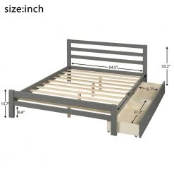 Gray Full Wood Platform Bed with 2-Drawers by Z-joyee -Cheap Z-joyee Store gray z joyee platform beds f fb857216002 c3 1000