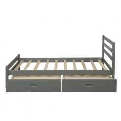 Gray Full Wood Platform Bed with 2-Drawers by Z-joyee -Cheap Z-joyee Store gray z joyee platform beds f fb857216002 e1 1000