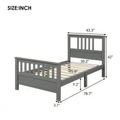 Gray Twin Wood Platform Bed with Headboard and Footboard by Z-joyee -Cheap Z-joyee Store gray z joyee platform beds f fb857216064 c3 1000