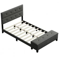 Upholstered Gray Queen Size Platform Bed with Storage Case by Z-joyee -Cheap Z-joyee Store gray z joyee platform beds f fb857216538 44 1000