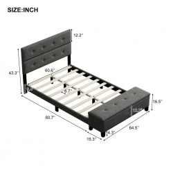Upholstered Gray Queen Size Platform Bed with Storage Case by Z-joyee -Cheap Z-joyee Store gray z joyee platform beds f fb857216538 76 1000