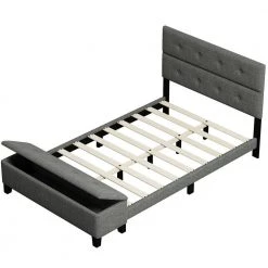 Upholstered Gray Queen Size Platform Bed with Storage Case by Z-joyee -Cheap Z-joyee Store gray z joyee platform beds f fb857216538 fa 1000