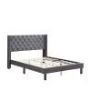 Upholstered Gray Queen Size Platform Bed with Wood Slat Support by Z-joyee