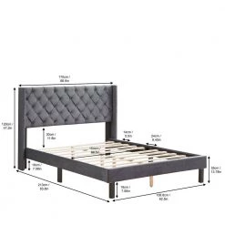 Upholstered Gray Queen Size Platform Bed with Wood Slat Support by Z-joyee -Cheap Z-joyee Store gray z joyee platform beds f fb857216552 fa 1000
