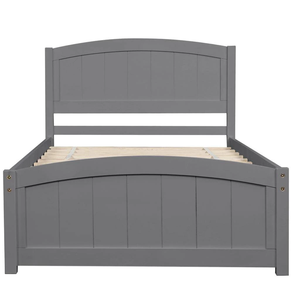 Gray Twin Size Wood Platform Bed with Headboard by Z-joyee 5 Gray Twin Size Wood Platform Bed with Headboard by Z-joyee - Image 5
