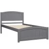Gray Twin Size Wood Platform Bed with Headboard by Z-joyee