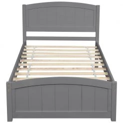 Gray Twin Size Wood Platform Bed with Headboard by Z-joyee 11 Gray Twin Size Wood Platform Bed with Headboard by Z-joyee -Cheap Z-joyee Store gray z joyee platform beds f fb857216569 c3 1000