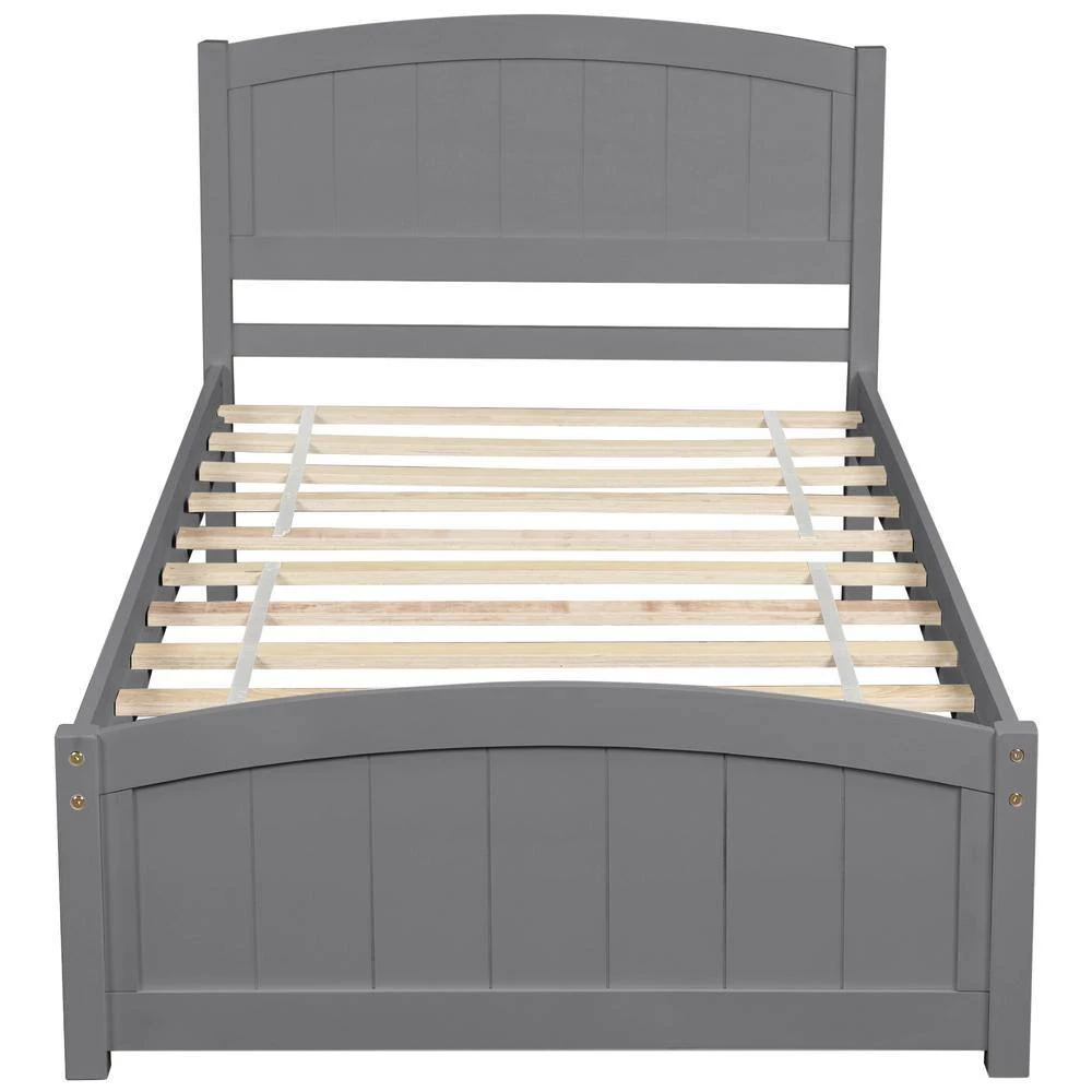 Gray Twin Size Wood Platform Bed with Headboard by Z-joyee 3 Gray Twin Size Wood Platform Bed with Headboard by Z-joyee - Image 3