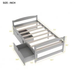 Wood Gray Twin Size Platform Bed with 2-Drawers by Z-joyee -Cheap Z-joyee Store gray z joyee platform beds f fb857216774 1f 1000