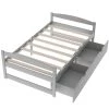 Wood Gray Twin Size Platform Bed with 2-Drawers by Z-joyee