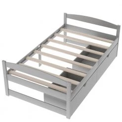 Wood Gray Twin Size Platform Bed with 2-Drawers by Z-joyee -Cheap Z-joyee Store gray z joyee platform beds f fb857216774 fa 1000