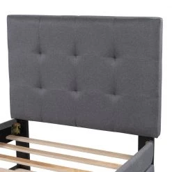 Linen Upholstered Gray Twin Size Platform Bed with Trundle by Z-joyee -Cheap Z-joyee Store gray z joyee platform beds f fb857217122 76 1000