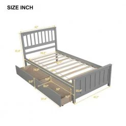 Wood Gray Twin Platform Bed with 2-Drawers by Z-joyee 13 Wood Gray Twin Platform Bed with 2-Drawers by Z-joyee -Cheap Z-joyee Store gray z joyee platform beds f fb857217405 1f 1000