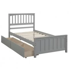 Wood Gray Twin Platform Bed with 2-Drawers by Z-joyee 12 Wood Gray Twin Platform Bed with 2-Drawers by Z-joyee -Cheap Z-joyee Store gray z joyee platform beds f fb857217405 4f 1000
