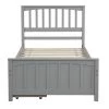 Wood Gray Twin Platform Bed with 2-Drawers by Z-joyee