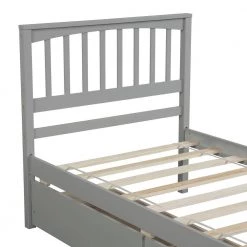 Wood Gray Twin Platform Bed with 2-Drawers by Z-joyee 11 Wood Gray Twin Platform Bed with 2-Drawers by Z-joyee -Cheap Z-joyee Store gray z joyee platform beds f fb857217405 c3 1000