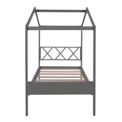 Wood Gray Twin House Bed with Storage Space by Z-joyee