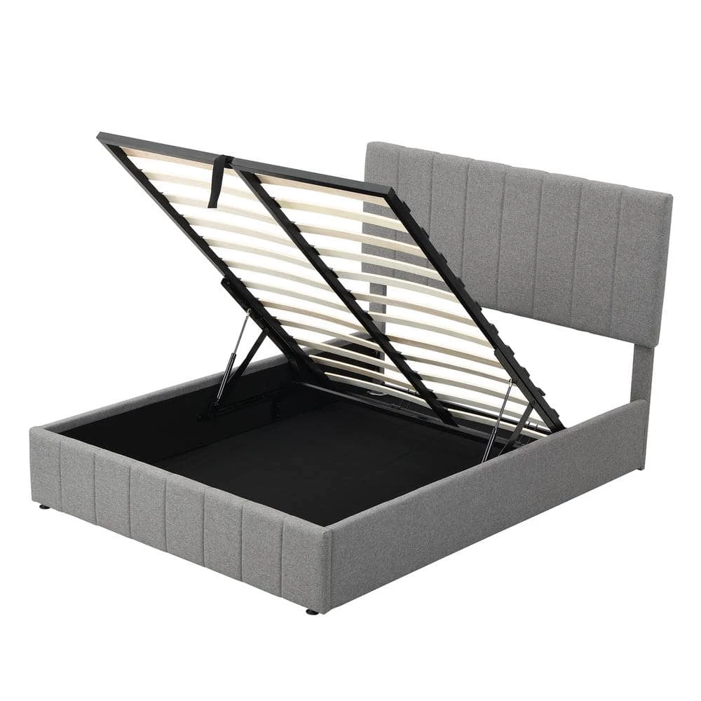 Upholstered Gray Full Platform Bed with with a Hydraulic Storage System by Z-joyee 4 Upholstered Gray Full Platform Bed with with a Hydraulic Storage System by Z-joyee - Image 4
