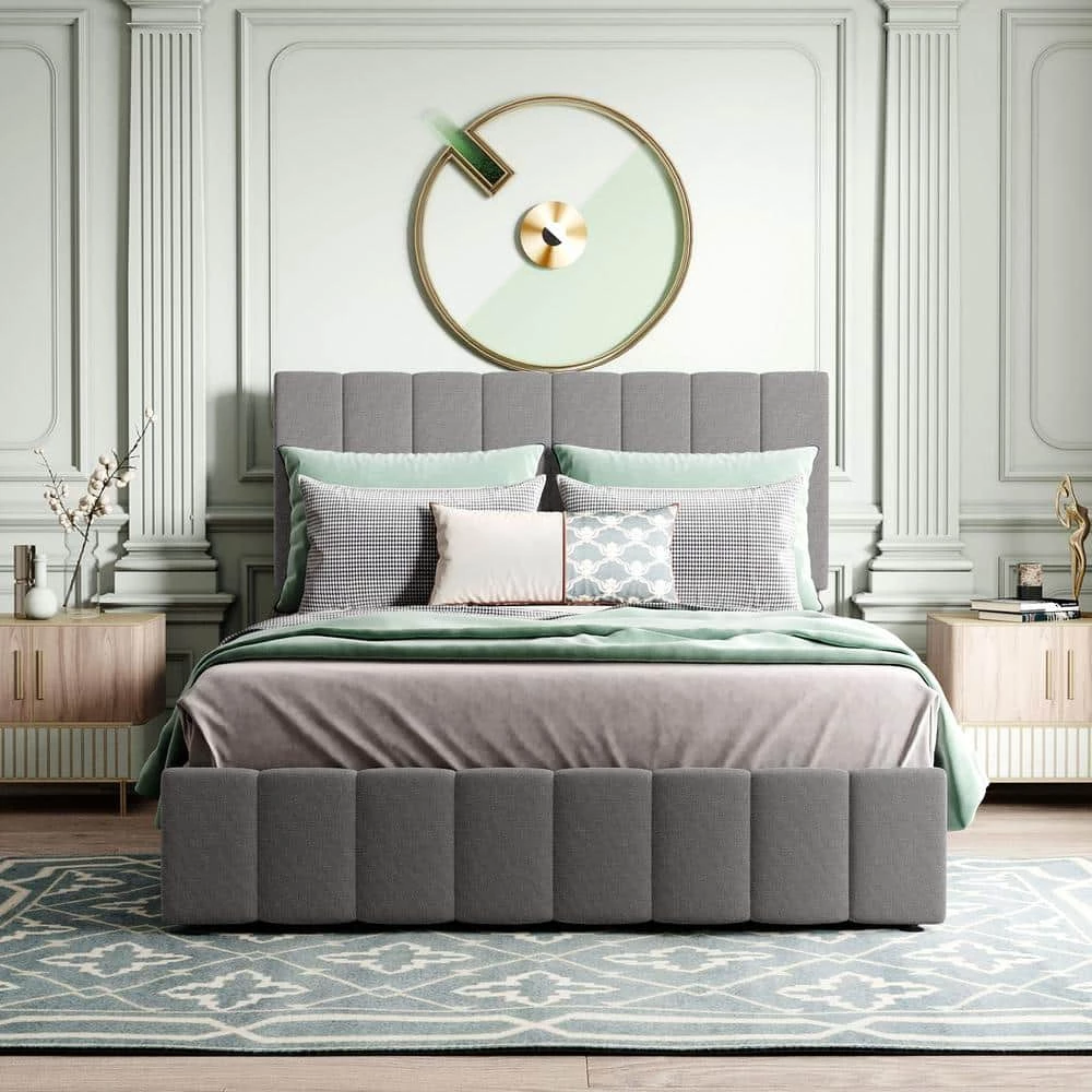 Upholstered Gray Full Platform Bed with with a Hydraulic Storage System by Z-joyee 8 Upholstered Gray Full Platform Bed with with a Hydraulic Storage System by Z-joyee - Image 8