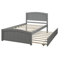 Wood Gray Twin Size Platform Bed with Trundle by Z-joyee -Cheap Z-joyee Store gray z joyee platform beds f fb857218167 1f 1000