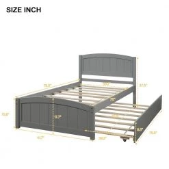 Wood Gray Twin Size Platform Bed with Trundle by Z-joyee -Cheap Z-joyee Store gray z joyee platform beds f fb857218167 44 1000