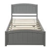 Wood Gray Twin Size Platform Bed with Trundle by Z-joyee
