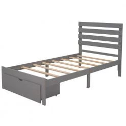 Wood Gray Twin Size Platform Bed with Drawer by Z-joyee 16 Wood Gray Twin Size Platform Bed with Drawer by Z-joyee -Cheap Z-joyee Store gray z joyee platform beds f fb857218259 76 1000