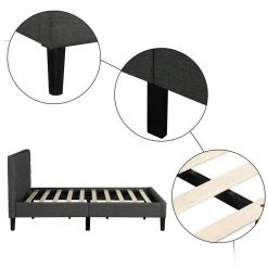 Upholstered Gray Twin Size Platform Bed with Headboard by Z-joyee 15 Upholstered Gray Twin Size Platform Bed with Headboard by Z-joyee -Cheap Z-joyee Store gray z joyee platform beds f fb857218501 fa 1000