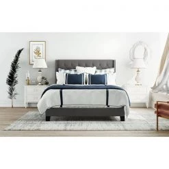 Upholstered Gray Queen Size Platform Bed with Headboard by Z-joyee -Cheap Z-joyee Store gray z joyee platform beds f fb857218525 4f 1000