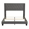 Upholstered Gray Queen Size Platform Bed with Headboard by Z-joyee