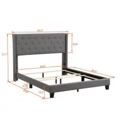 Upholstered Gray Queen Size Platform Bed with Headboard by Z-joyee -Cheap Z-joyee Store gray z joyee platform beds f fb857218525 76 1000