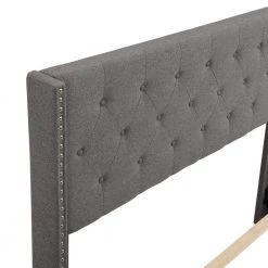 Upholstered Gray Queen Size Platform Bed with Headboard by Z-joyee -Cheap Z-joyee Store gray z joyee platform beds f fb857218525 c3 1000