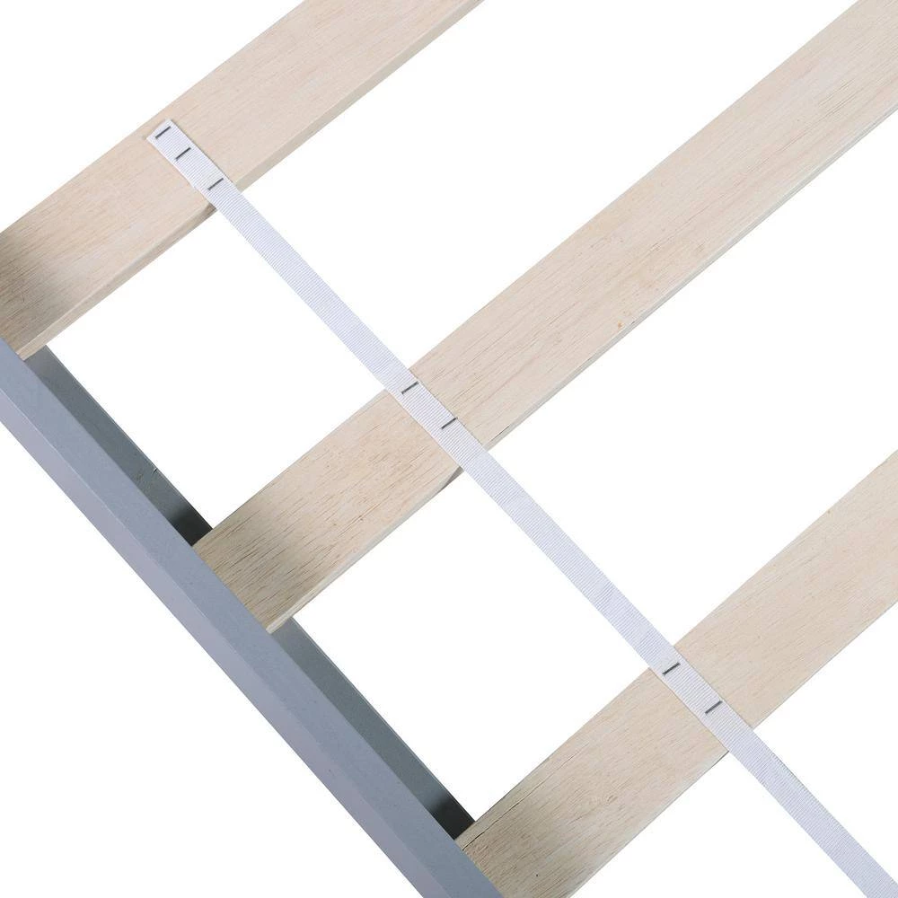 Wood Gray Twin Size Platform Bed with Headboard by Z-joyee 3 Wood Gray Twin Size Platform Bed with Headboard by Z-joyee - Image 3