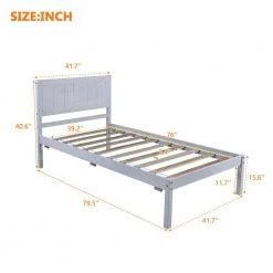 Wood Gray Twin Size Platform Bed with Headboard by Z-joyee 15 Wood Gray Twin Size Platform Bed with Headboard by Z-joyee -Cheap Z-joyee Store gray z joyee platform beds f fb857218532 fa 1000