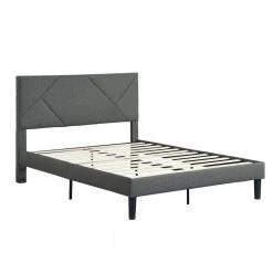 Upholstered Gray Full Size Platform Bed with Headboard by Z-joyee -Cheap Z-joyee Store gray z joyee platform beds f fb857219676 fa 1000