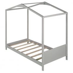 Wood Gray Twin Size House Platform Bed with Headboard by Z-joyee -Cheap Z-joyee Store gray z joyee platform beds f fb857219706 4f 1000