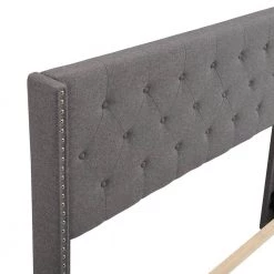 84.8 in. Gray Queen Upholstered Wood Frame Platform Bed by Z-joyee -Cheap Z-joyee Store gray z joyee platform beds p be20220004 4f 1000