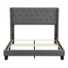 84.8 in. Gray Queen Upholstered Wood Frame Platform Bed by Z-joyee