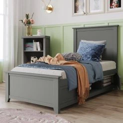 80 in. Gray Twin Bed Frame with Storage Kids Teens Solid Wood Platform Bed by Z-joyee 9 80 in. Gray Twin Bed Frame with Storage Kids Teens Solid Wood Platform Bed by Z-joyee -Cheap Z-joyee Store gray z joyee platform beds p be20220008 31 1000